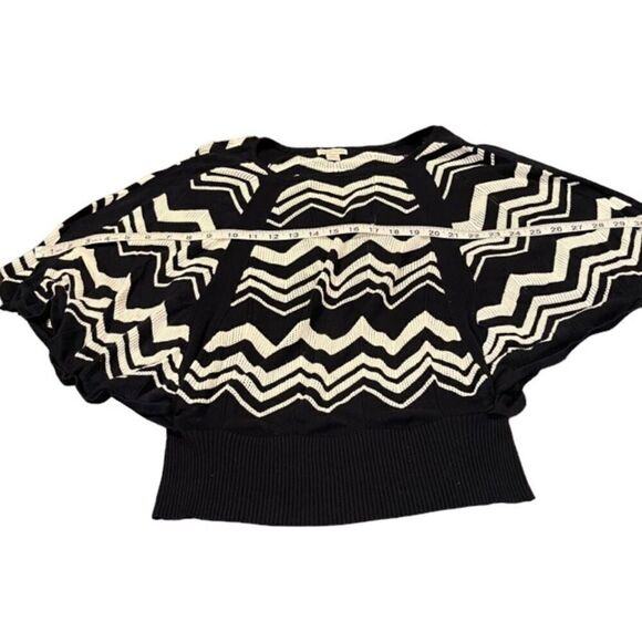 Boston Proper Black and White ZigZag Batwing Knit Sweater Wide Waistband Size XS - Picture 7 of 9